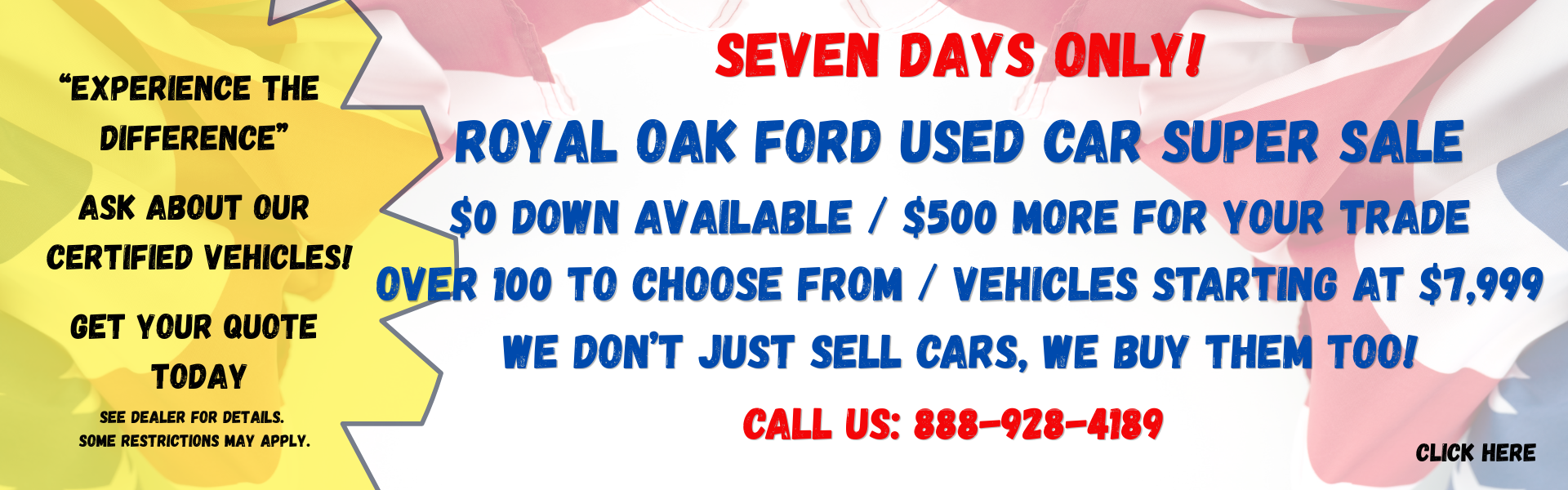Used vehicles 7 day blowout sale banner July
